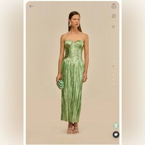 Elegant Cult Gaia Metallic Green Strapless Dress